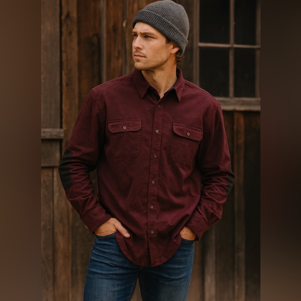 Vintage John W. Nordstrom Burgundy Cotton Button-Up Shirt | Long Sleeve